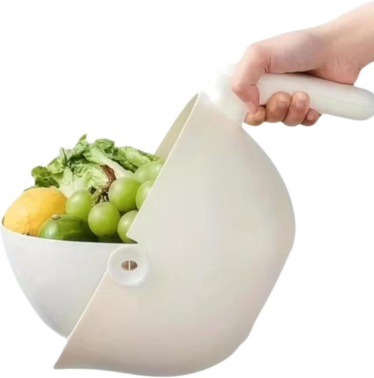 Multi Functional Draining Basket – Double Layer Colander & Bowl Set for Pasta, Fruits, Vegetables & Rice – Durable BPA-Free, Dishwasher Safe (Milky White)