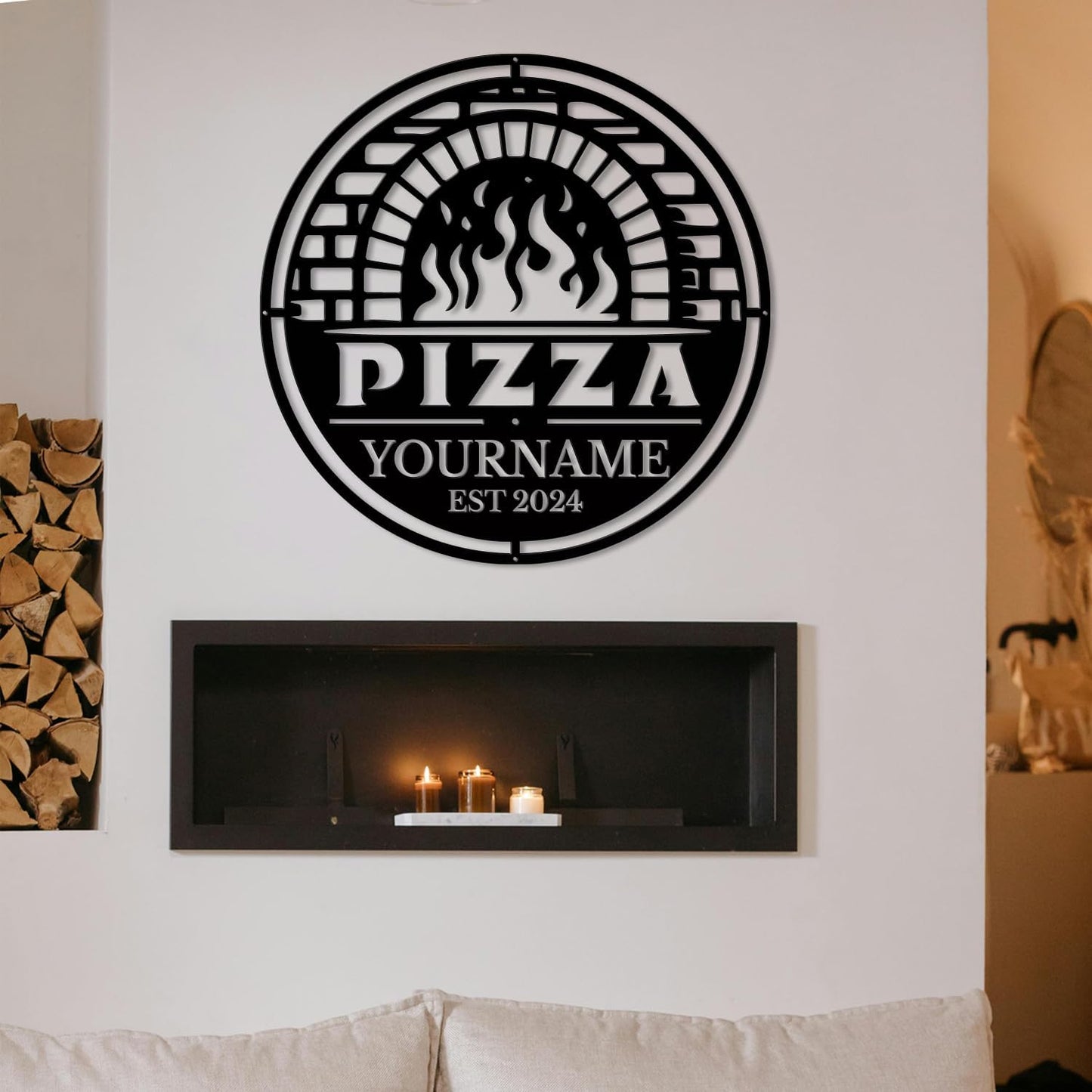 magilab Personalized Pizza Metal Sign, Custom Kitchen Wall Decor for Home & Outdoor, Food Lover Gift (Style D)