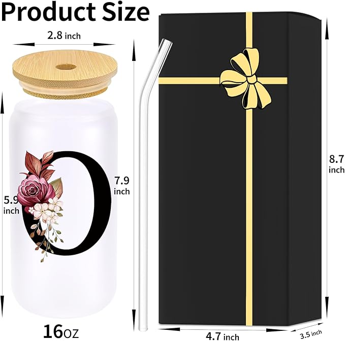 Monogrammed Glass Drinking Cup With Lid Straw Women Wife Gifts Anniversary Her 9 11 12 13 15 16 17 18 19 22 39 44 Silk Tin Pottery Steel Linen Lace Crystal Silver China Pearl Rudy Sapphire Golden,O