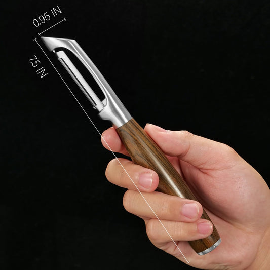 Premium I Type 304 Stainless Steel Multifunctional Kitchen Peeler Real Wood Handle Ultra Sharp Blade Vegetable Potato Apple（Agarwood）