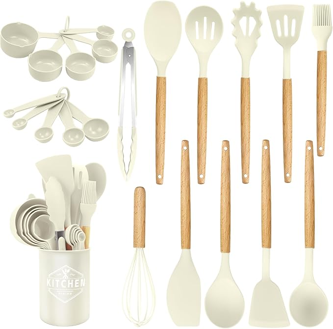 22 Pcs Silicone Kitchen Cooking Utensils Set, 446°F Heat Resistant Non-Stick Silicone Spatula Sets,Spoon,Kitchen Utensil Gadgets Tools Set Kitchen Gadgets for Cookware,Dishwasher Safe BPA Free