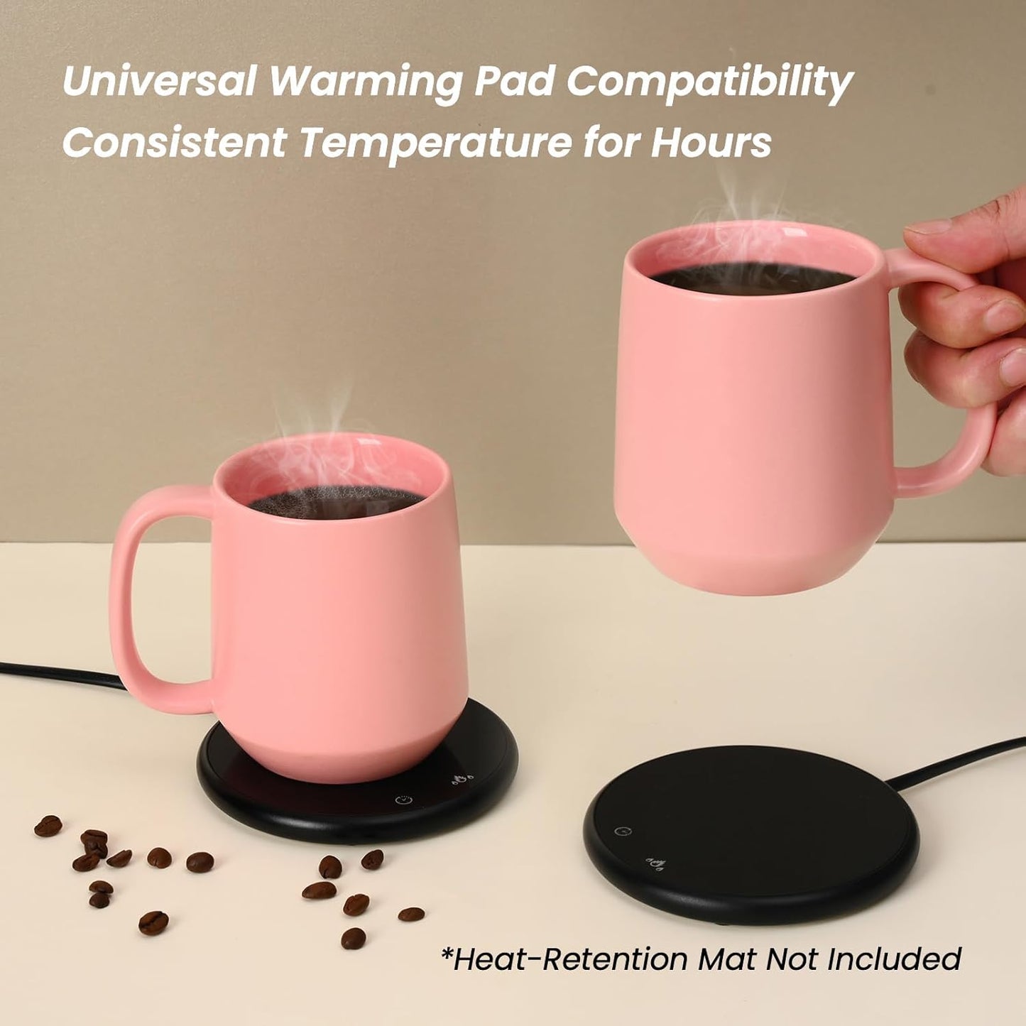 Miicol Ceramic Coffee Mug, 16 oz Large Coffee Cup, Tea Mug with Handle, Flat Bottom Mug for Men, Women, Office, Microwave and Dishwasher Safe, Multi-Color, Pink