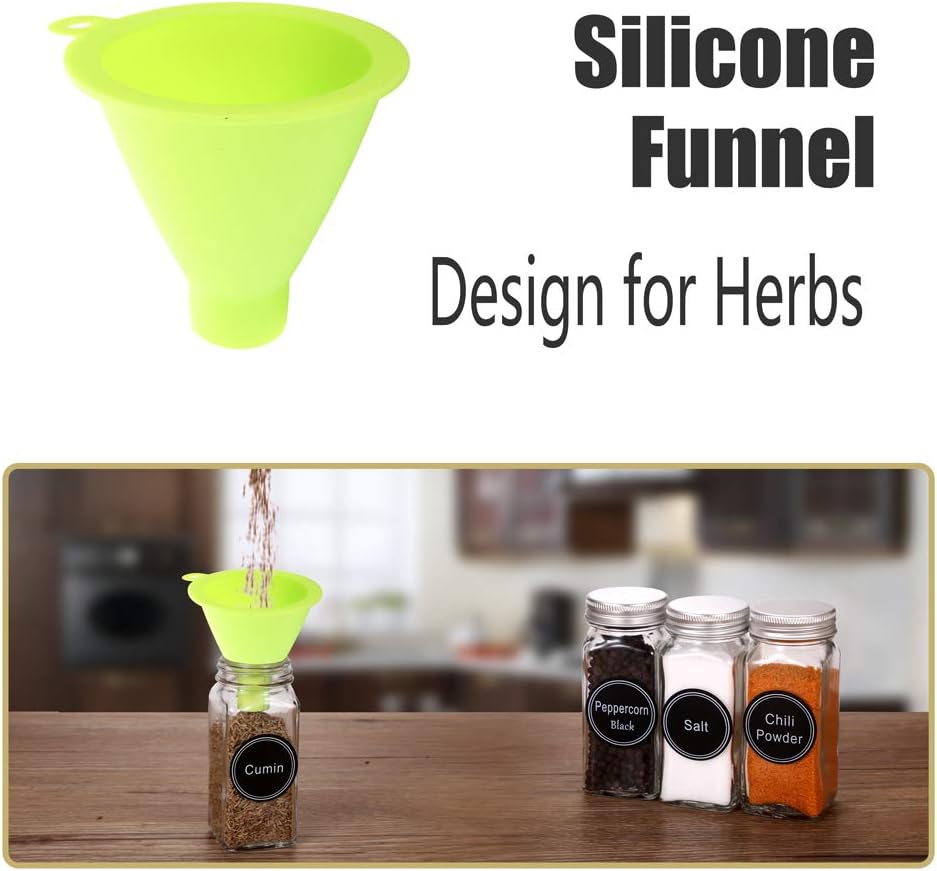 SWOMMOLY Spice Rack Organizer with 72 Empty Square Spice Jars, 340 Spice Labels with Chalk Marker and Funnel Complete Set,for Countertop,Cabinet or Wall Mount, Black