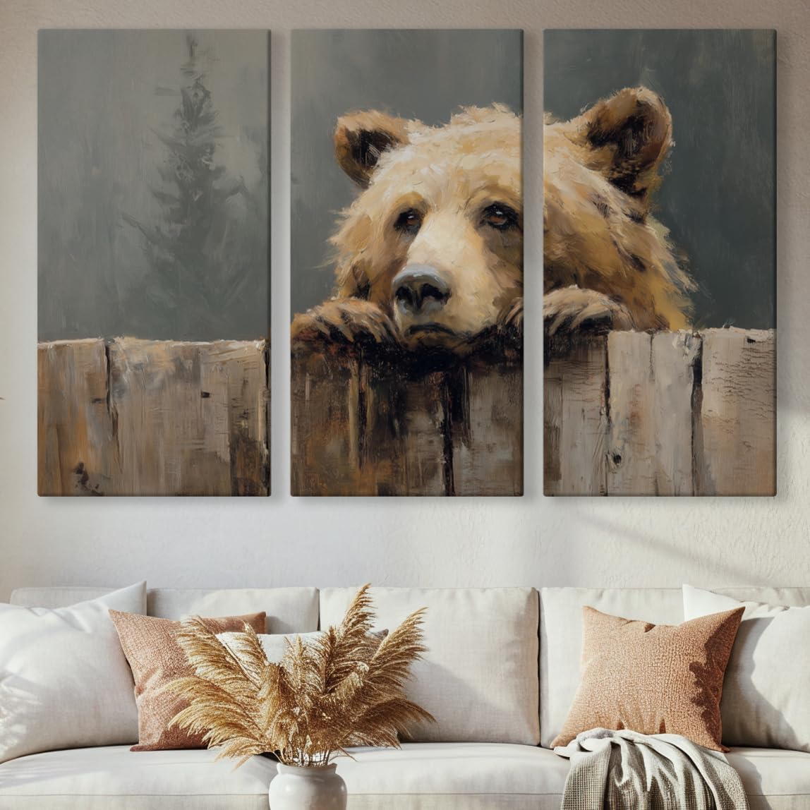 Wildlife Canvas Prints - Wild Animals Home Decor - Medium, Large, and Extra Large Wall Art for Living Room, Bathroom, Kitchen (Over the Fence, 55L" x 83W"- 3 Panels)