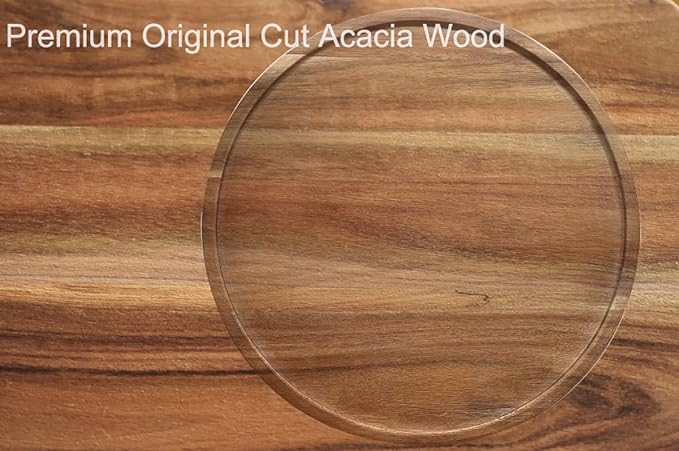 12" Two-Tier Acacia Wood Lazy Susan Organizer Kitchen Turntable for Cabinet Pantry Table Organization