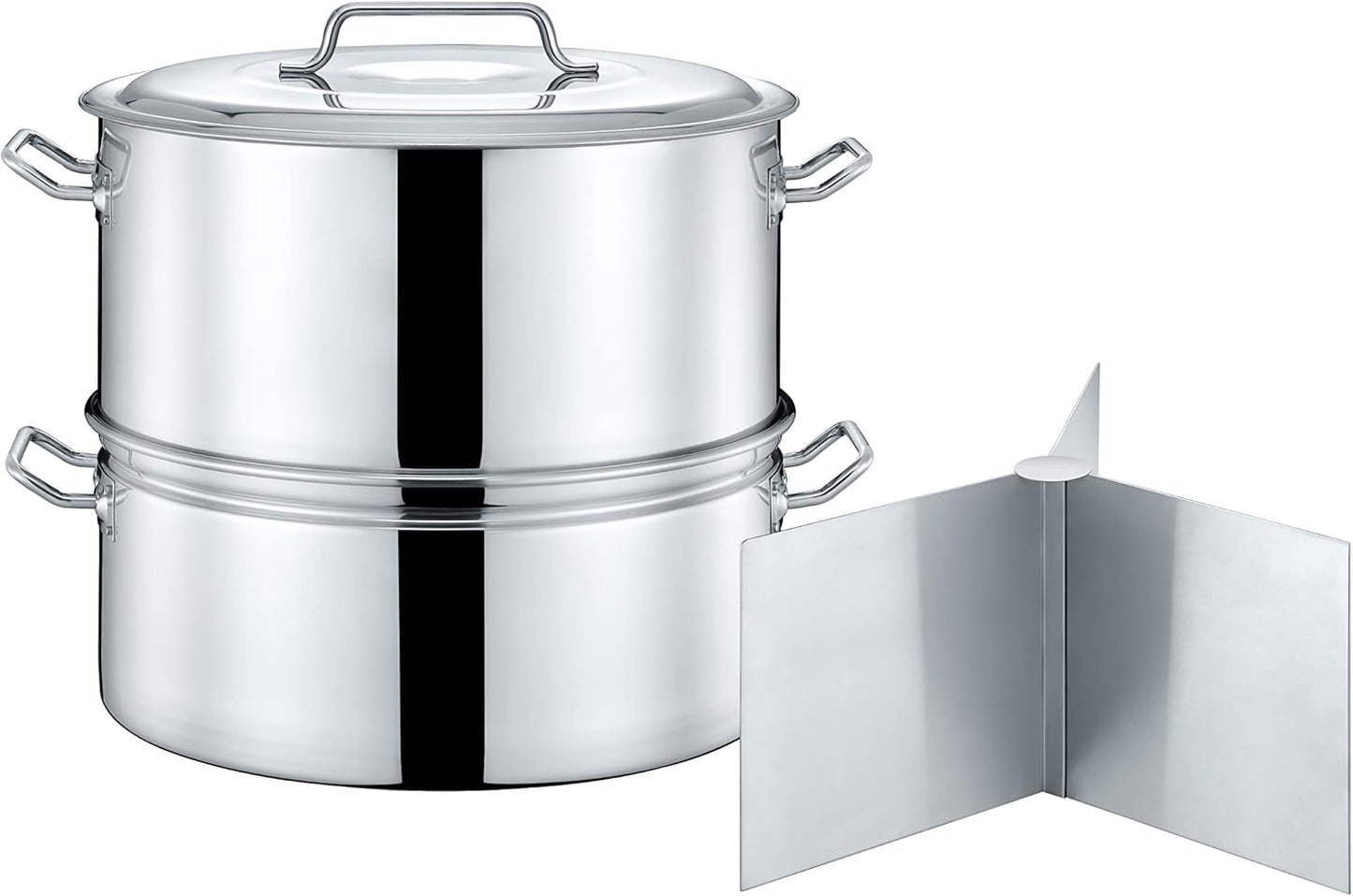 CONCORD Extra Large Outdoor Stainless Steel Stock Pot Steamer and Braiser Combo. Great for steaming oysters, crab, crawfish and more (40 QT)