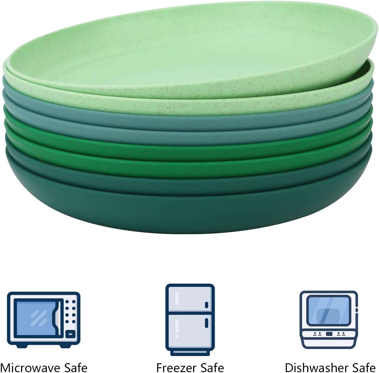 Homienly Dessert & Salad Set - Unbreakable Wheat Straw Plates, 8-10 inch, Reusable (Green Series)