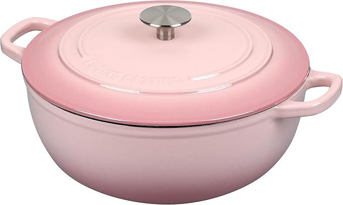 Enameled Cast Iron Dutch Oven Pot with Lid for Sourdough Bread Baking, Bread Dutch Ovens, Cooking Pots, 5 Quart, Pink
