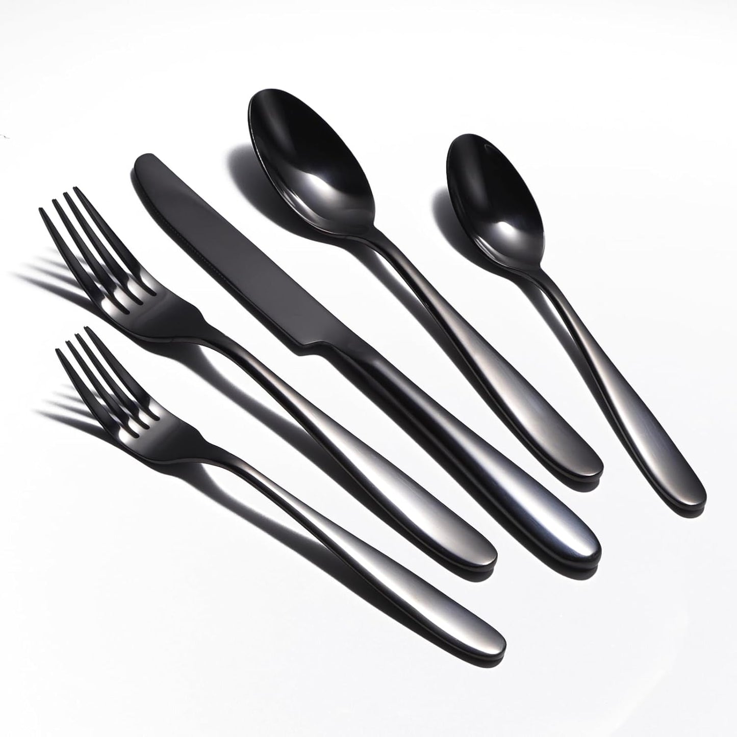 40-Piece Black Silverware Set, Flatware Set for 8, Food-Grade Stainless Steel Tableware Cutlery Set, Mirror Finished Utensil Sets for Home Restaurant, Forks Spoons and Knives Set, Dishwasher Safe