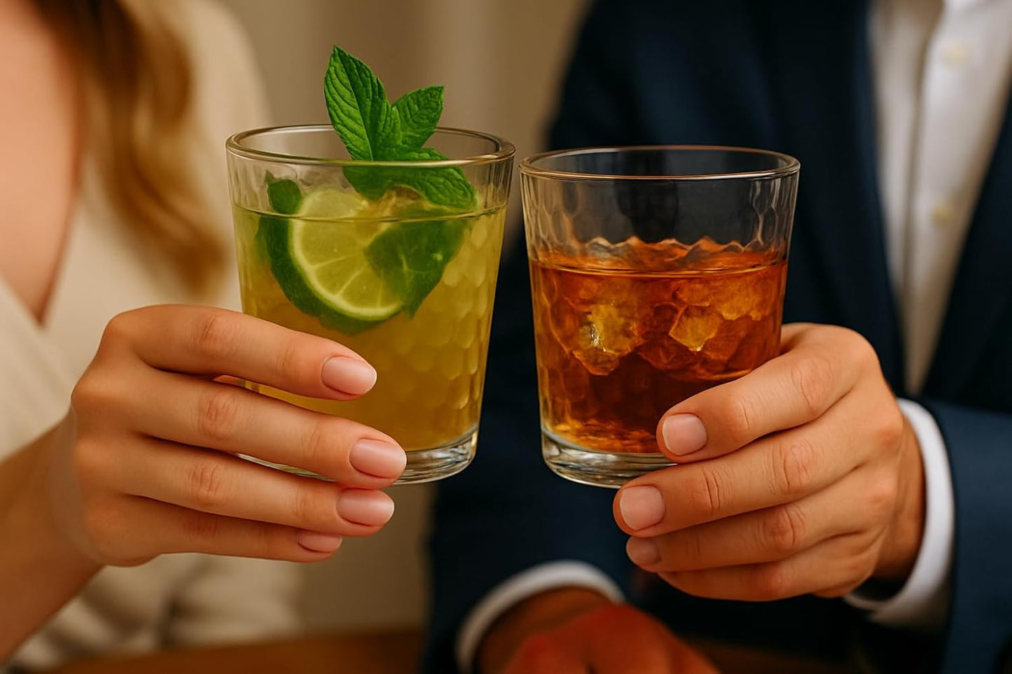 Crinkle Whiskey Glasses 12oz - Set of 4 Unique Textured Glassware for Bourbon, Scotch, Old Fashioned Cocktails - Dishwasher Safe Rocks Glasses Tumbler Set – Gift Ready Box