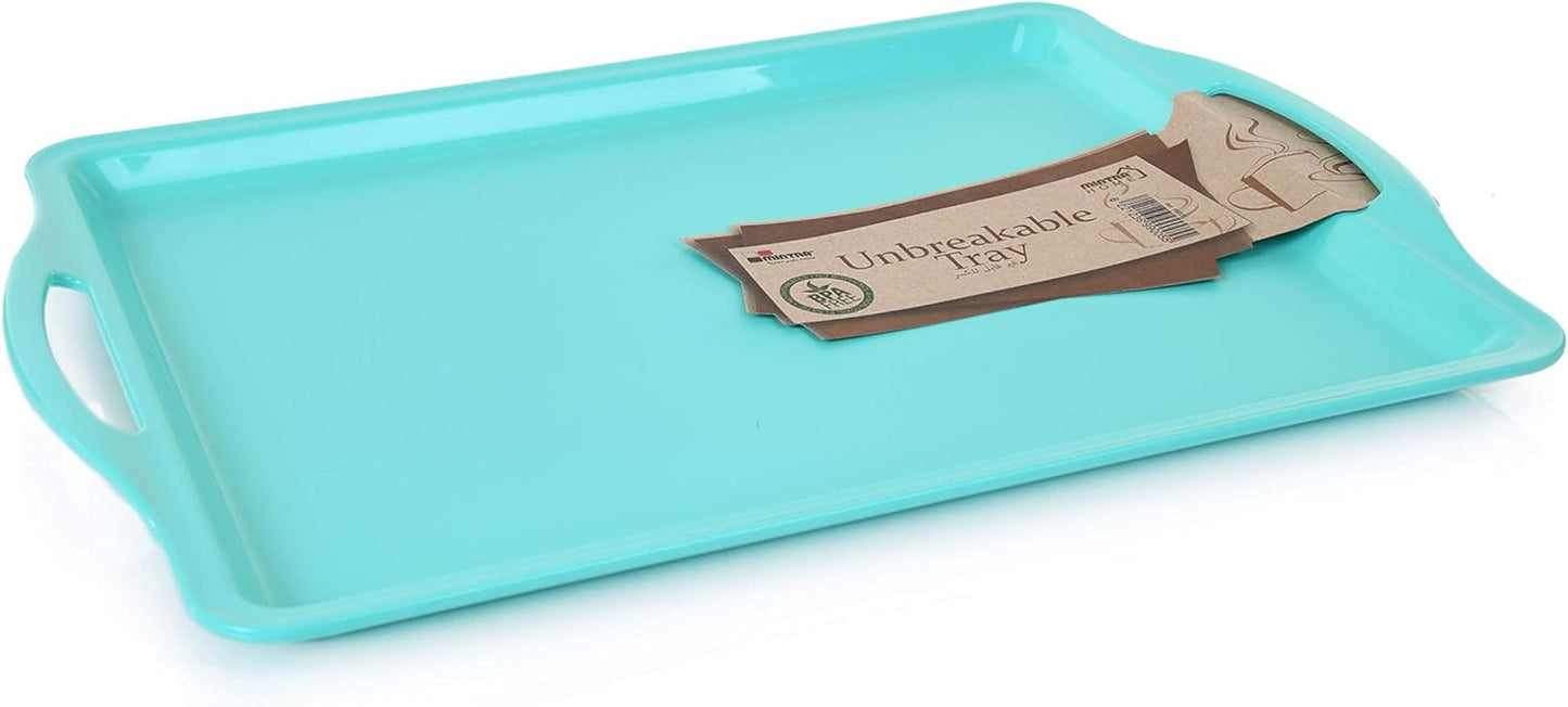 Mintra Home Durable Serving Tray (1pk, Teal) - Unbreakable, Breakfast, Cafeteria, Fast Food, Handles