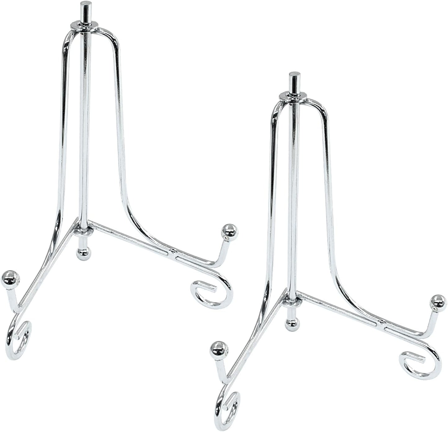 Hordion 2 Pack Plate Stand, 4 Inch Silver Iron Easel Photo Display Stand Plate Holder for Picture Frame Book Tabletop Art Platter