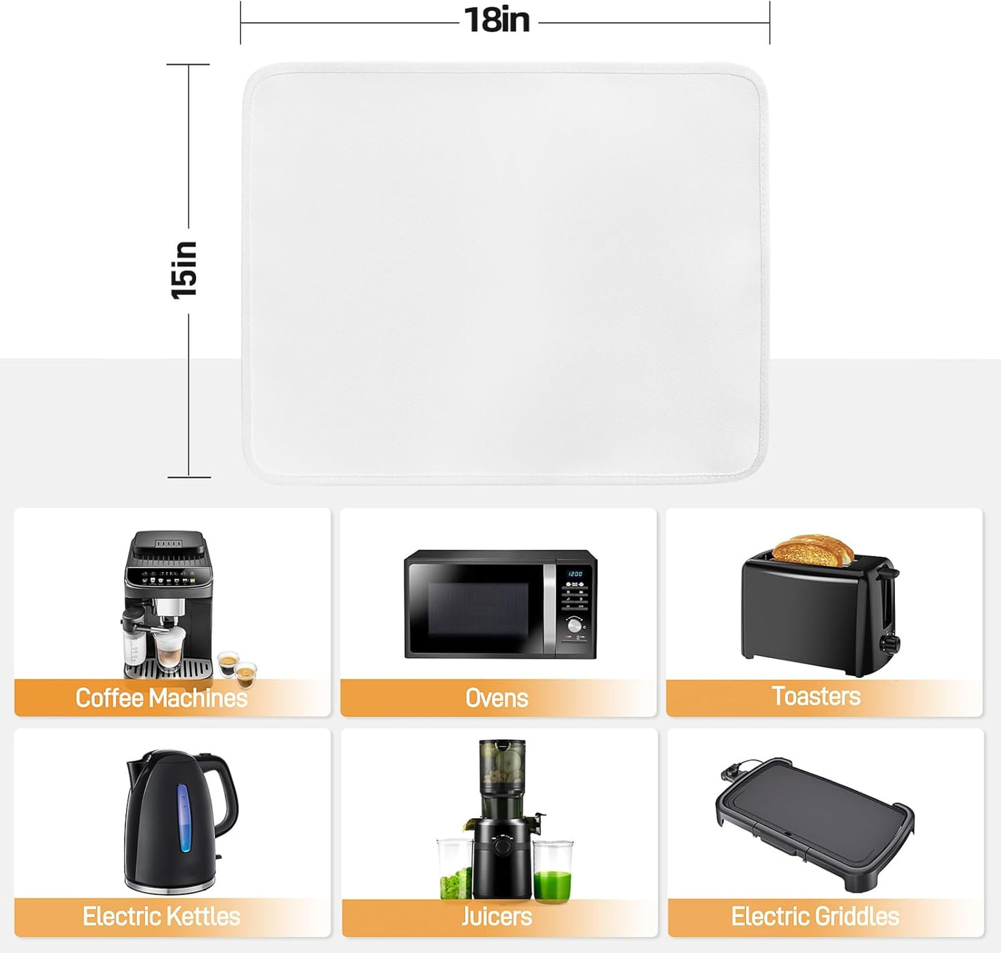 Heat Resistant Mats for Countertop - Fireproof 15x18 in Heat Resistant Mats for Air Fryer - Kitchen Countertop Protector Hot Pad for Air Fryer, Coffee Maker, Stand Mixer, Oven 2PCS - White