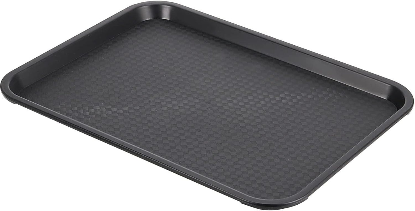 15 Pack 14 x 10 Inch Black Fast Food Tray, Large Rectangular Restaurant Serving Trays, Plastic Cafeteria Trays School Lunch Trays