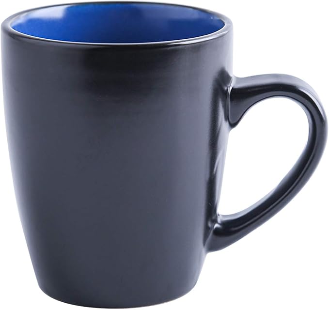 Stone Lain Albie Stoneware 16-Piece Modern Dinnerware Set, Kitchen Plates and Bowls Sets, Dish Set for 4, Blue and Black