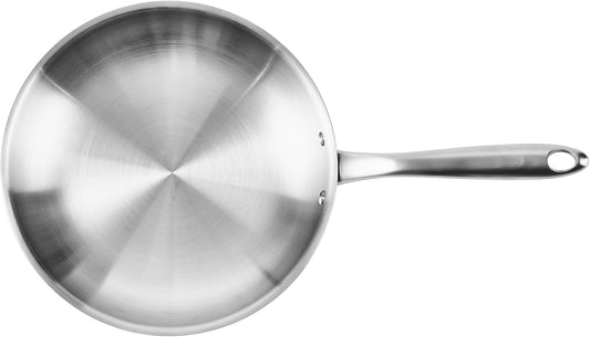 5-ply Stainless Steel Frying Pan 10inch, Full 5-Ply Clad Construction Professional Grade Pan, Brushed Finish, Induction Cooking Pan, Oven Safe, Dishwasher Safe
