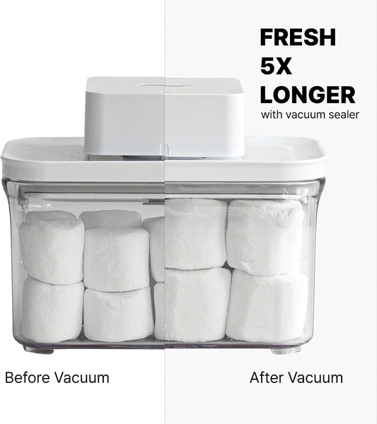 VAKUEN Premium Airtight Food Storage Containers Mega 8P/Set. Total 46.11cup, 7pcs Container and Vacuum Sealer. Smart One-Click Seal Lid, Patented Double Silicone Lining, 100% Leak Proof, BPA-FREE