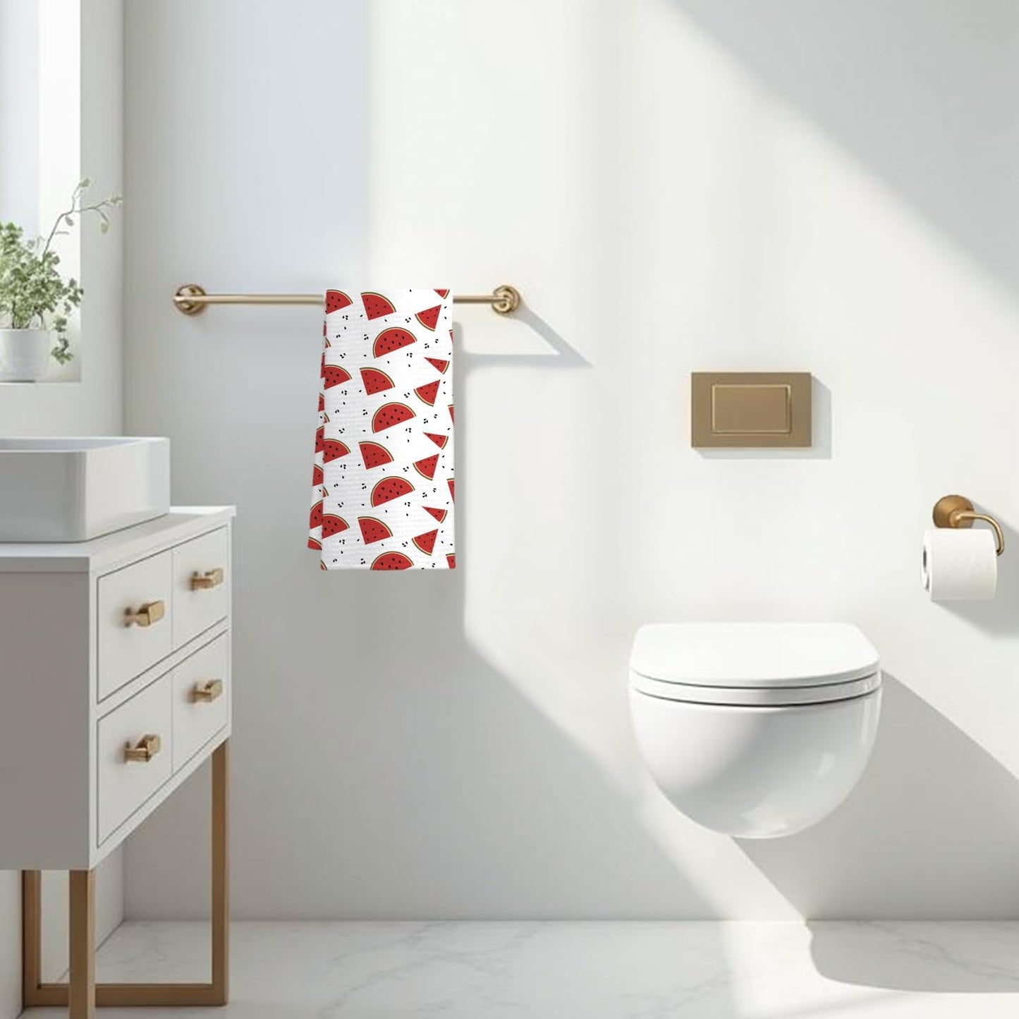 Watermelon Decor Kitchen Towel, Watermelon Hand Towel Dish Towel for Kitchen Bathroom Decor, Fruit Lover Gifts, 16x24 Inches