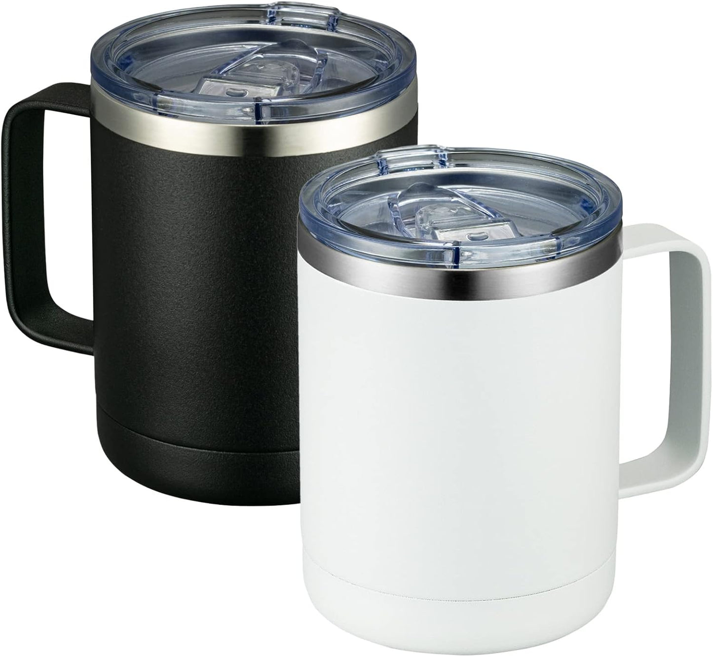 MEWAY 12oz Coffee Mug With Handle 2 Pack Bulk,Stainless Steel Insulated Travel Tumblers With Sliding Lid,Double Wall Vacuum Camping Cup for Hot & Cold Drinks Tea (Mix,Set of 2)