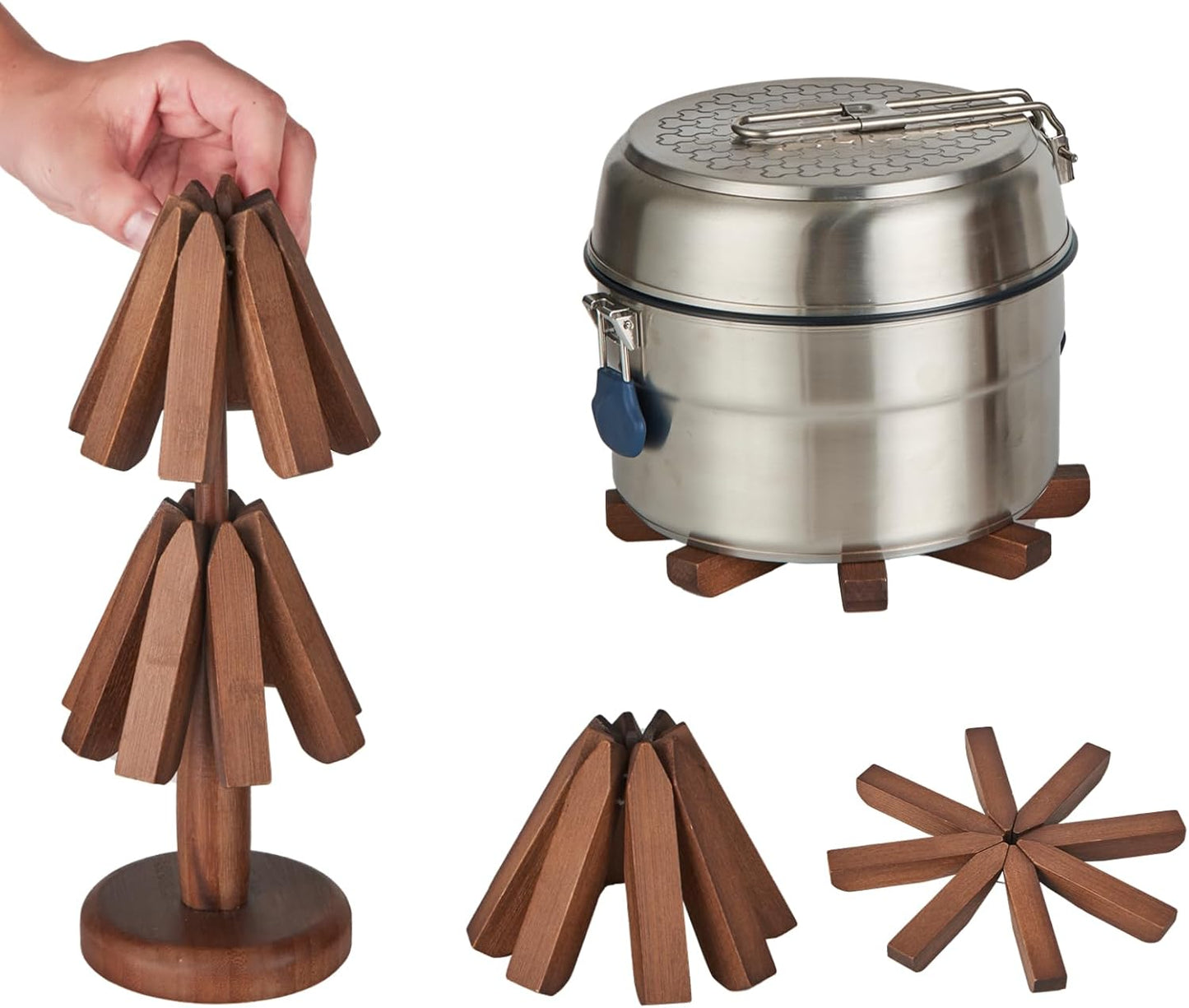 CUIYAKI Trivets Tree Set of 3 Trivets for Hot Dishes Hot Pad Bowls and Teapots Coaster for Teapot Potholder Kitchen Gift Multifunctional Ornaments and Easy Storage Bamboo Products