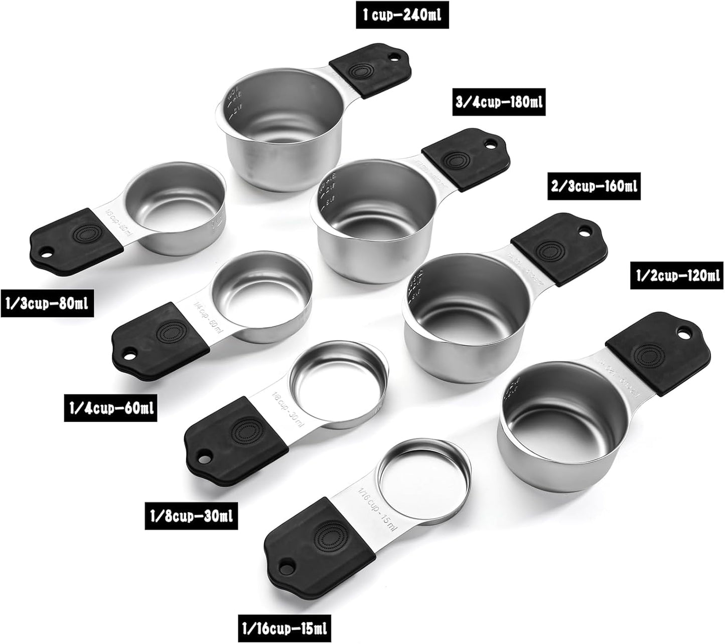 Measuring Cups and Spoons Set Including 8 Stainless Steel Magnetic Measuring Cups 8 Double Sided Magnetic Measuring Spoons with 1 Leveler for Dry and Liquid Ingredients