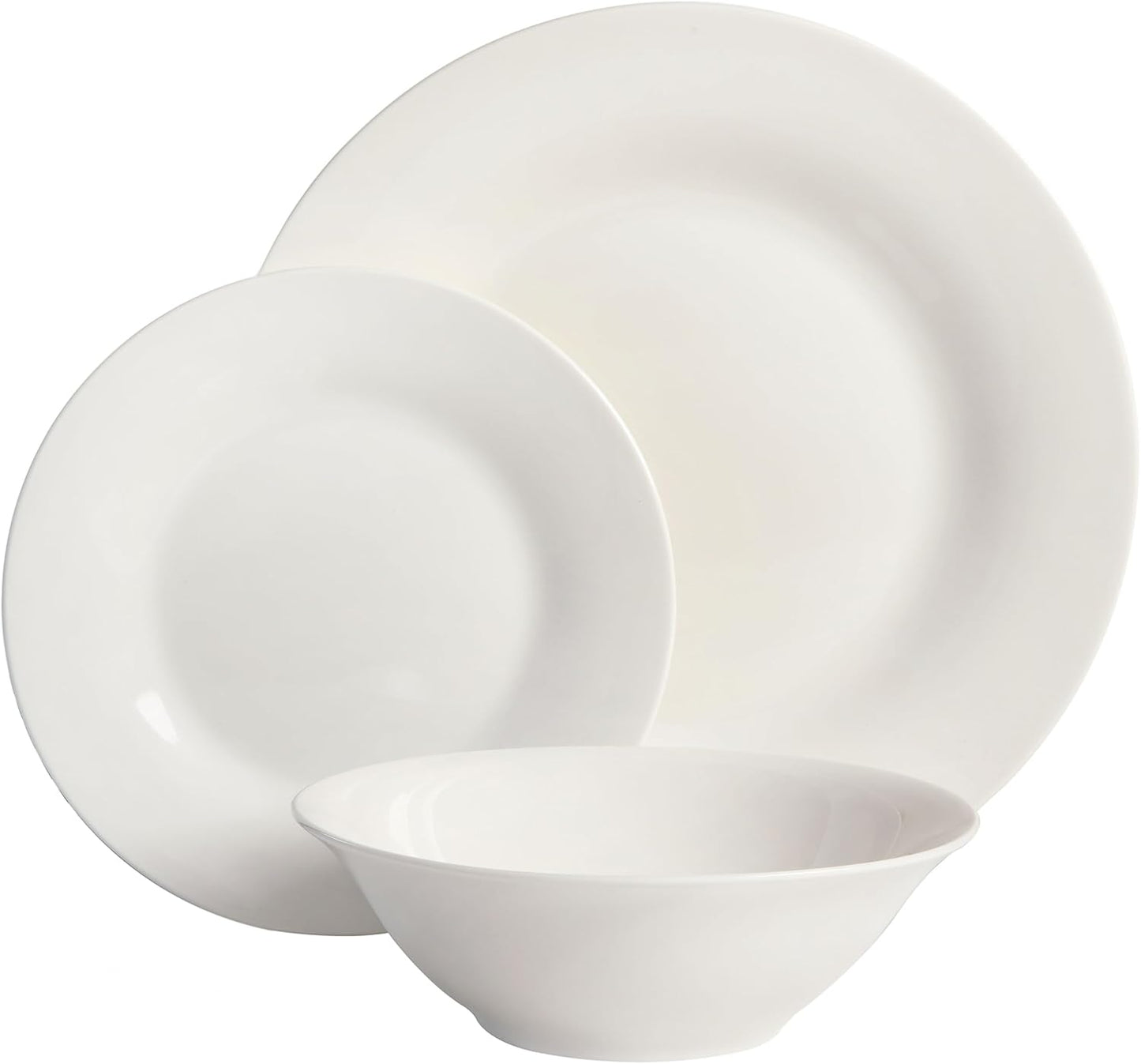 Gibson Home Zen Buffet Round 12 Piece Porcelain Chip and Scratch Resistant Dinnerware Plates and Bowls Set, Scratch & Chip Resistant