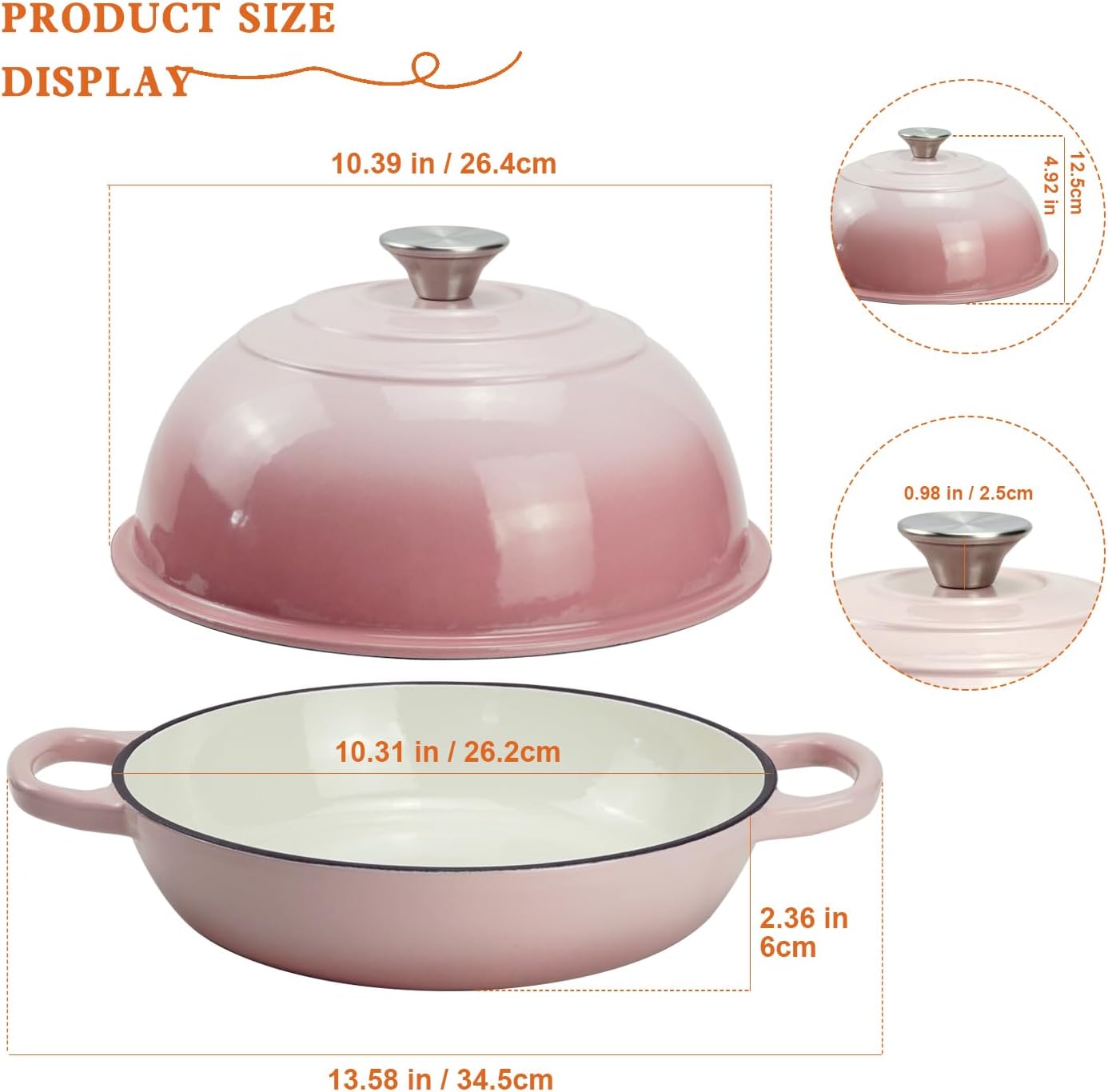 DVK Dutch Oven Pot with Lid for Sourdough Bread Baking Enameled 6 Qt Cast Iron Dutch Oven for Resistant Stovetop and Oven Safe