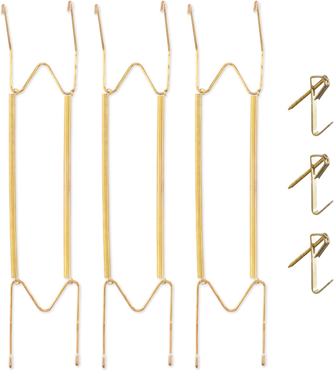 Bilillo 3 Pack Plate Hangers for The Wall, 16–20 Inch Large Decorative Plates, Heavy Duty Stainless Steel Spring Wire Holders with Wall Hooks for Secure Display of Platters and Collectible Plates