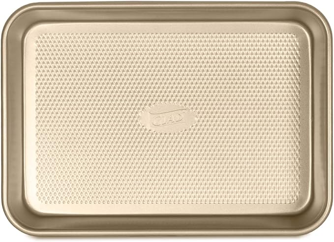 Glad Baking Pan Nonstick - Oblong Metal Dish for Cake and Lasagna - Heavy Duty Carbon Steel Bakeware, Small, Gold