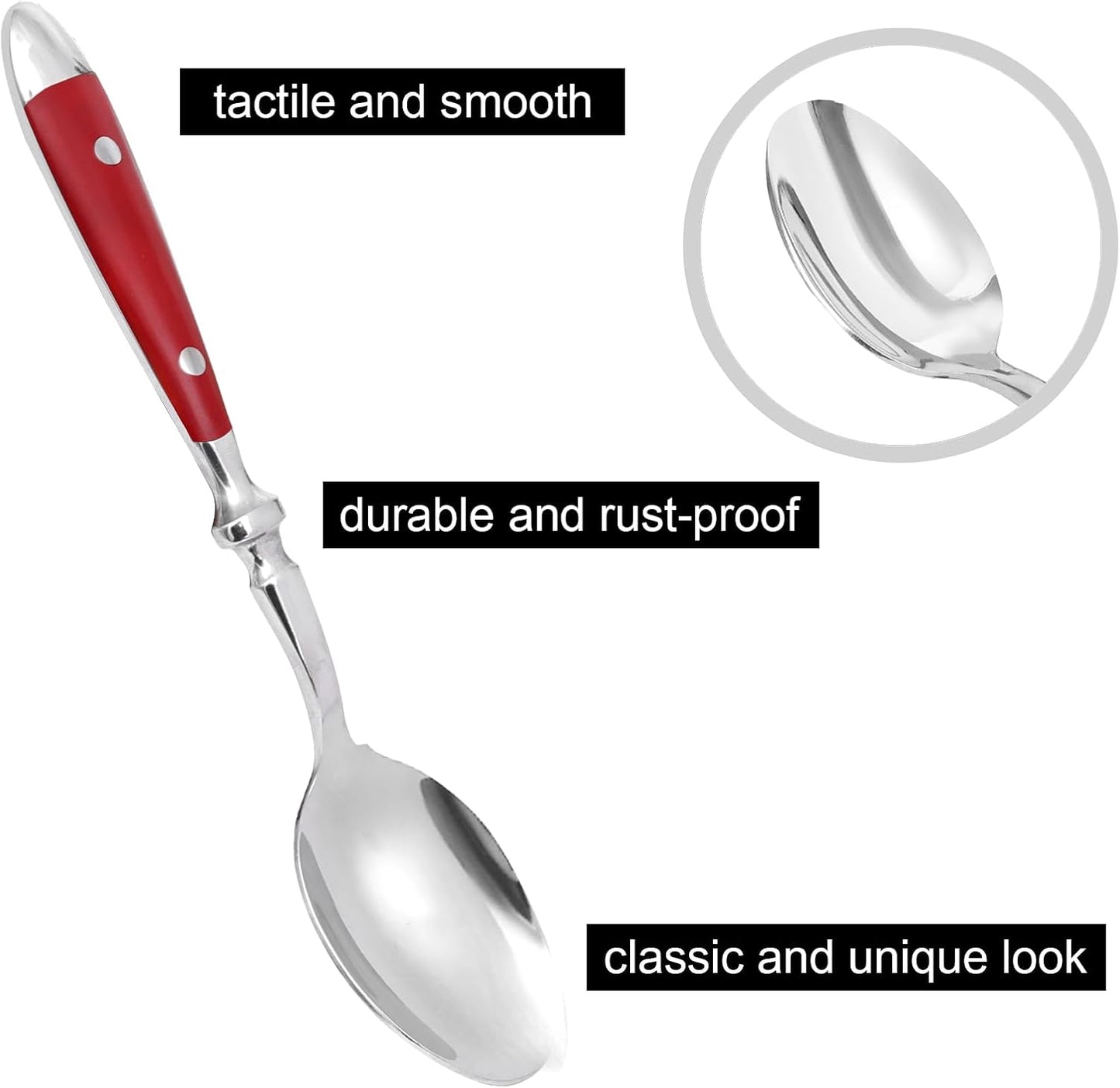 Retro 20-Piece Silverware Set, 304 Riveted Stainless Steel Flatware Set, Vintage Cutlerywith Red Bakelite Handle, Dishwasher Safe| Service for 4