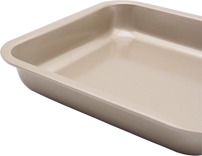 2 Small Baking Pans 8.33 x 8.33 Inch (Inner 7.5 X 7.5) Mini Cookie Sheet Toaster Conventional Oven Tray Nonstick No Warp Magnetic Bakeware for 1 or 2 Person