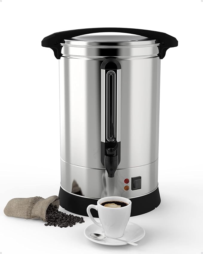 100 Cups Coffee Urn - 14L Commercial Coffee Maker with Hot Beverage Dispenser and Keep-Warm Function,Coffee Pot for Events,Offices,Parties and Catering,Sliver