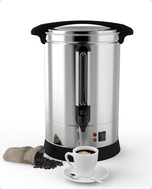 100 Cups Coffee Urn - 14L Commercial Coffee Maker with Hot Beverage Dispenser and Keep-Warm Function,Coffee Pot for Events,Offices,Parties and Catering,Sliver