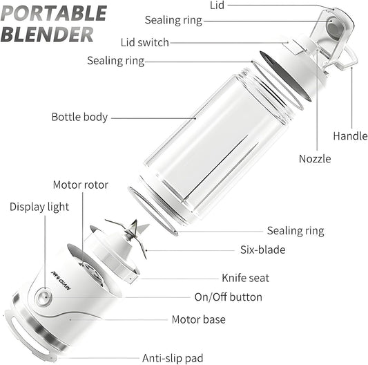 PROCHAIN Portable Blender, 22oz Cordless Personal Blenders, Electric USB Rechargeable Juicer, Smoothies, Ice Crush, Travel, Protein Shakes Cup, BPA-Free, Dishwasher Safe