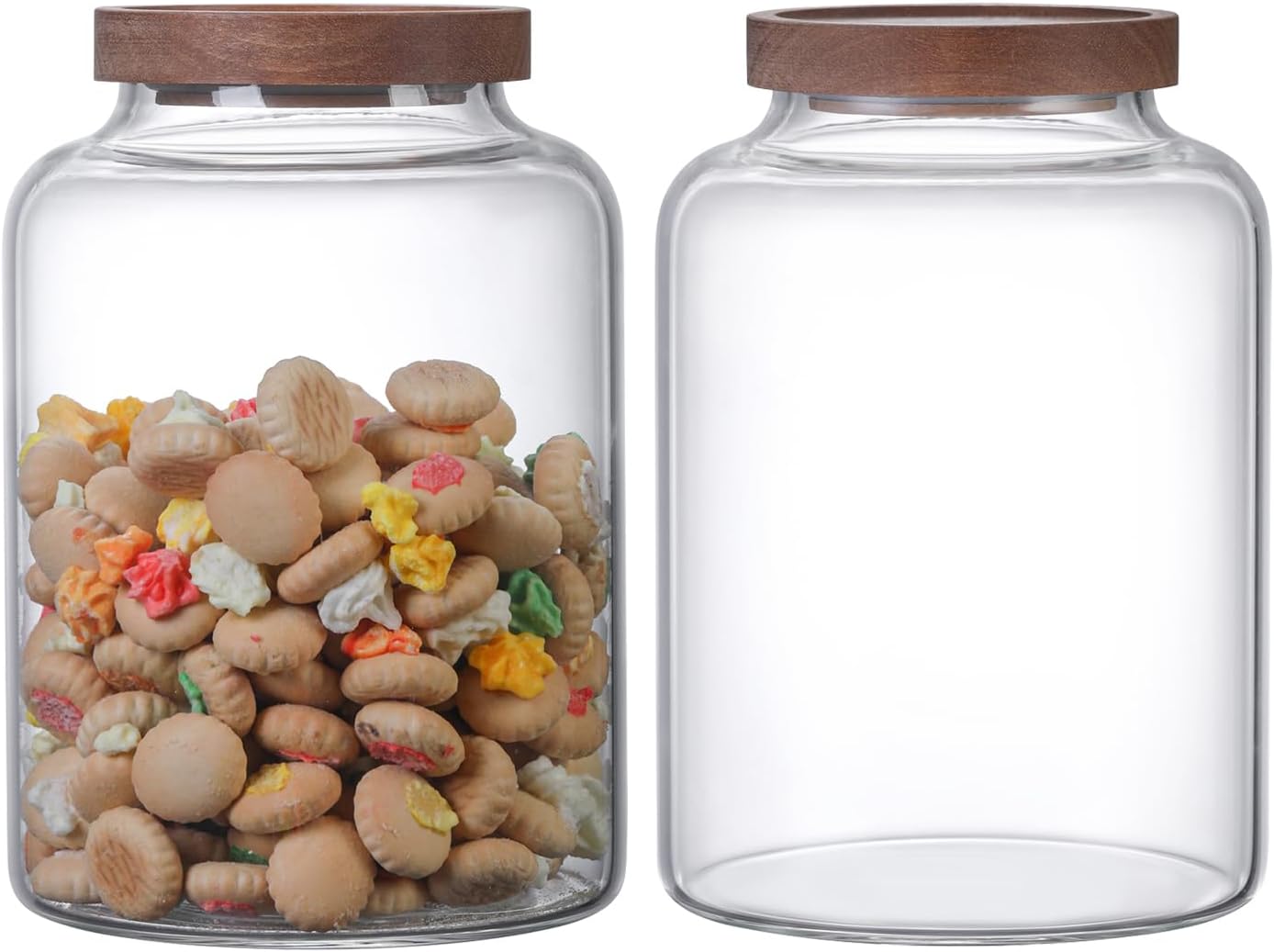 Large Glass Jar with Lid Set of 2, Glass Sugar Containers Kitchen Canisters Pantry Glass Food Storage Container for Candy Coffee Bean Cereal Flour Cookies (67oz(2000ml)-2 pack)