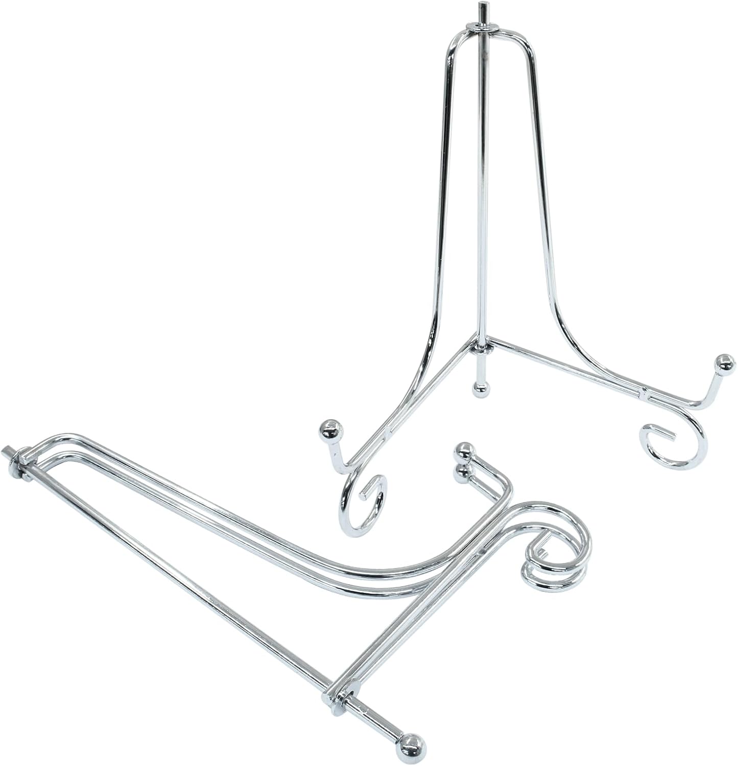 Hordion 2 Pack Plate Stand, 6 Inch Silver Iron Easel Photo Display Stand Plate Holder for Picture Frame Book Tabletop Art Platter