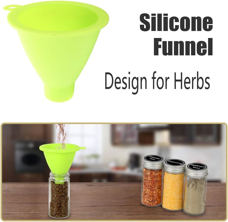 Spice Rack Organizer with 24 Empty Round Spice Jars, 396 Spice Labels with Chalk Marker and Funnel Complete Set, SWOMMOLY Spice Rack for Cabinet, Countertop or Wall Mount, Silver