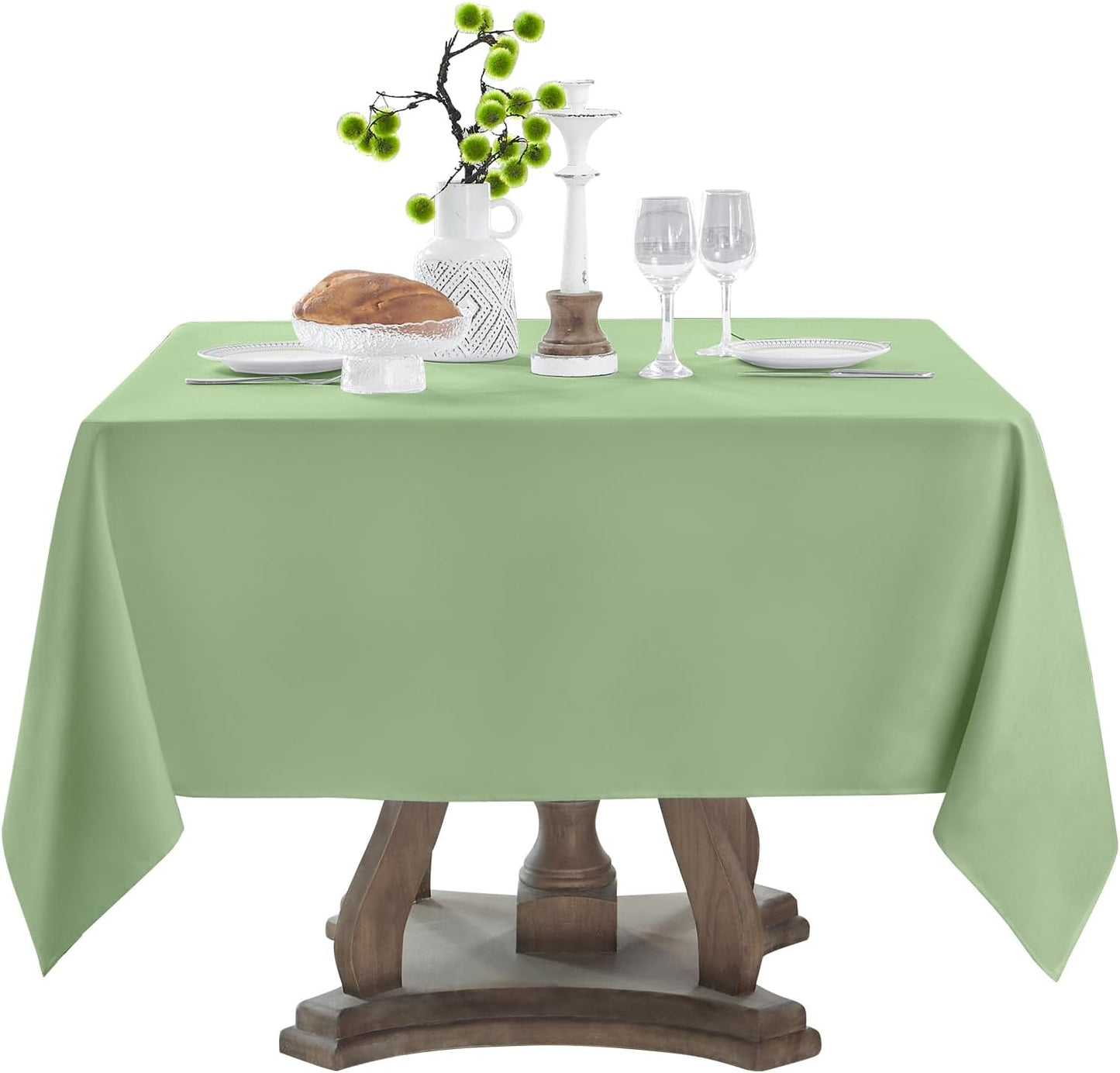 Square Tablecloth 52 x 52 Inch Sage Green Tablecloths Stain-Wrinkle Resistant Washable Polyester Table Cloths for Holiday, Buffet Parties, and Weddinge 1pack