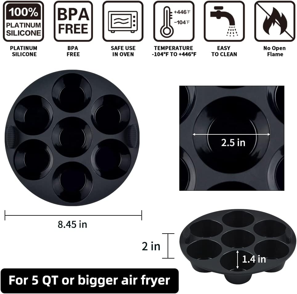 Silicone Muffin Pan for Air Fryer,Oven,Instant Pot 8.4inch Reusable BPA Free Silicone Baking Molds 2-Pack