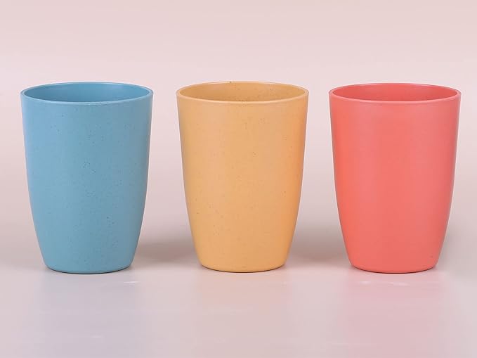 LuckyZone Wheat Straw Reusable Cup (12 oz) - Unbreakable Drinking Glasses Sets - Dishwasher Safe Tumbler - BPA Free and Eco friendly (3 Color_A)