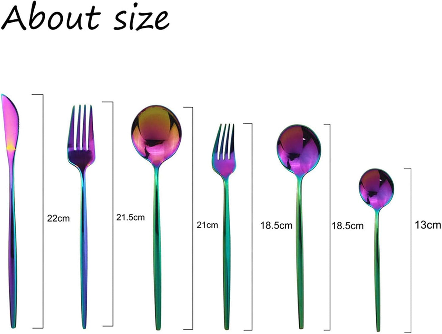 JASHII Silverware Set, Mirror Polished Rainbow Flatware Cutlery Set Service for 4, Shiny Finish 24 Pieces Stainless Steel Utensils Set Dinner Knife Fork Spoon Dessert Fork Salad Spoon Dishwasher Safe