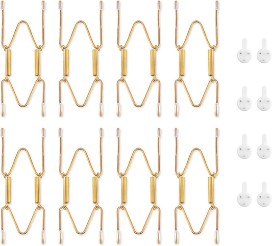 Bilillo 8 Pack Plate Hangers for The Wall, Suitable for 4-5 inch Art Plate, Stainless Steel Invisible Heavy Duty Wire Plate Holder with Wall Hooks, Plate Hangers for Displaying Plates, Platter, Dish