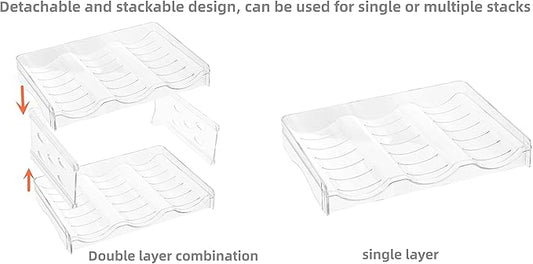 IEEK 4 Pack Stackable Wine and Water Bottle Holder Free-Standing Fridge Wine Bottle Organizers Clear Plastic Water Bottle Holder for Cabinet,Refrigerator,Pantry,Kitchen Countertops,Holds 12 Bottles