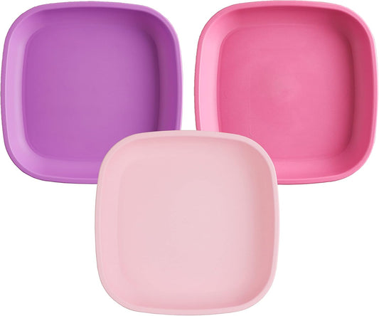 Re-Play Toddler Plates - 22 Oz. Deep-Walled Flat Kids Plates - Dishwasher & Microwave Safe - Made in USA - Set of 3-7.37" x 7.37" x 1.25" - A Princess