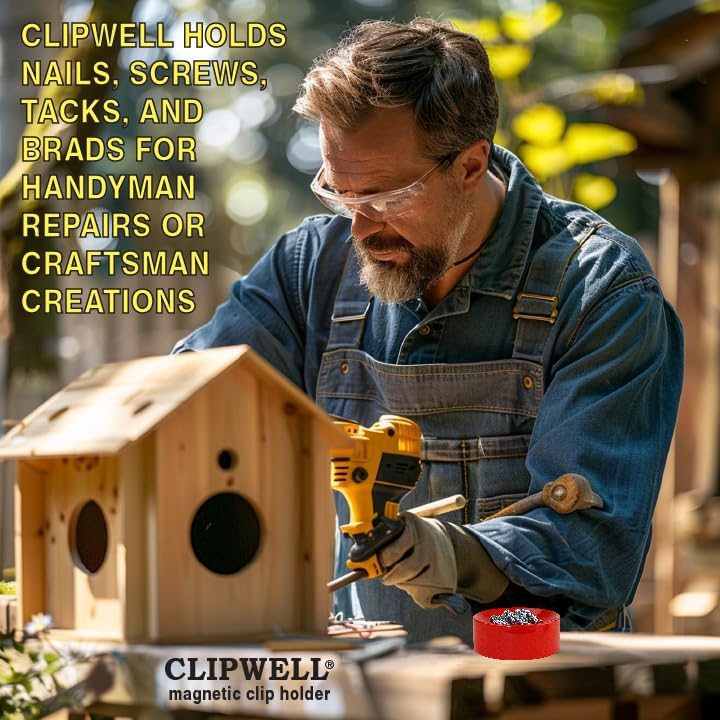 Clipwell Magnetic Paper Clip Holder - Easy Toss & Pick-Up - Holds Various Metal Parts - Powerful Sweep-Up Magnet - Ideal Locker Accessory & Home & Office Organizer - Turquoise