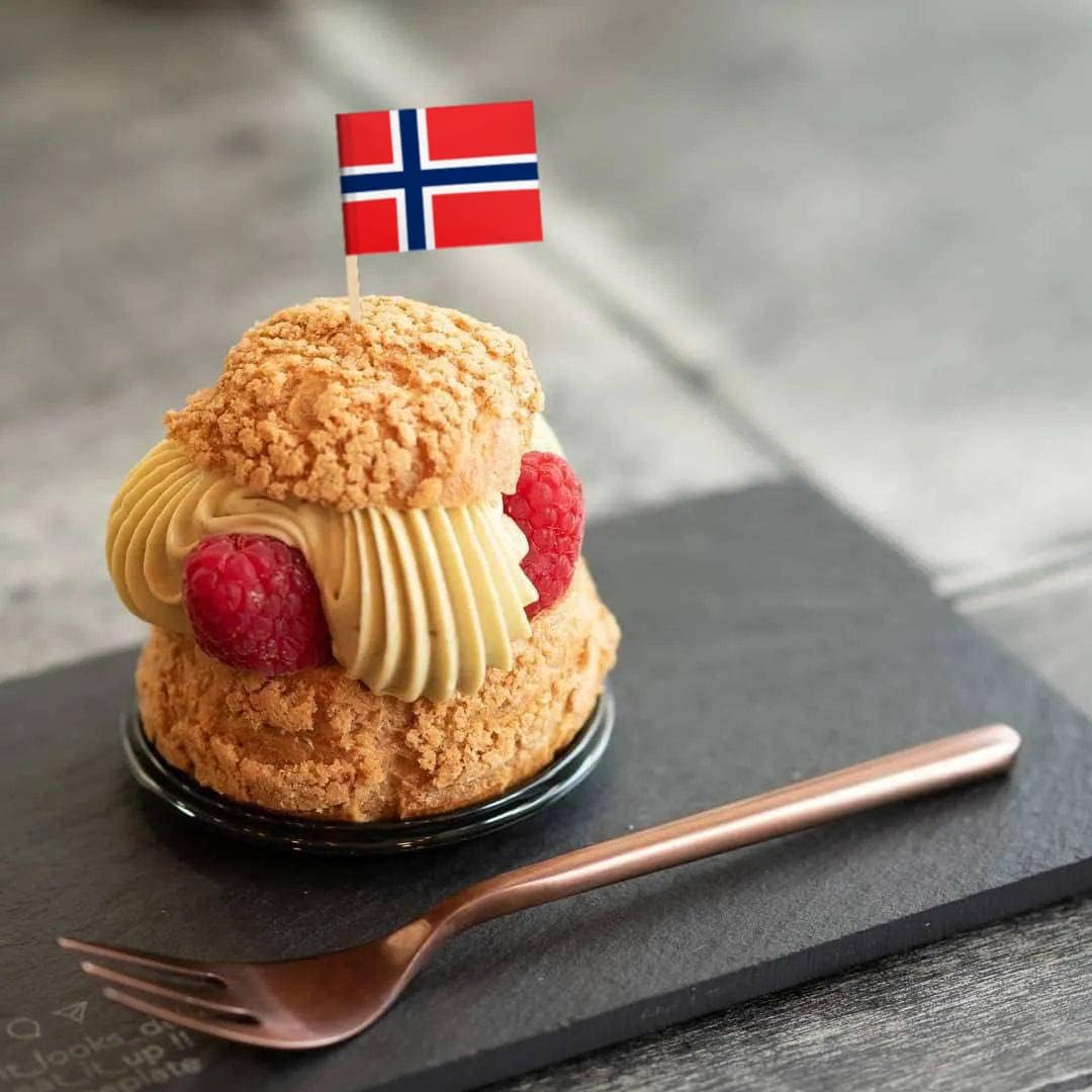 100 Pack Norway Flag Norwegian Toothpick Flags, Cocktail Picks Mini Stick Cupcake Toppers Country Picks Party Decoration Celebration Cocktail Food Bar Cake Flags (Norway)