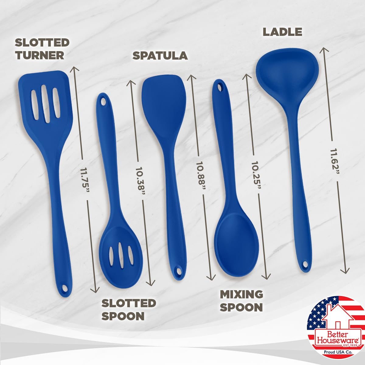 Better Houseware 5Piece Silicone Cooking Utensil Set, , Blue