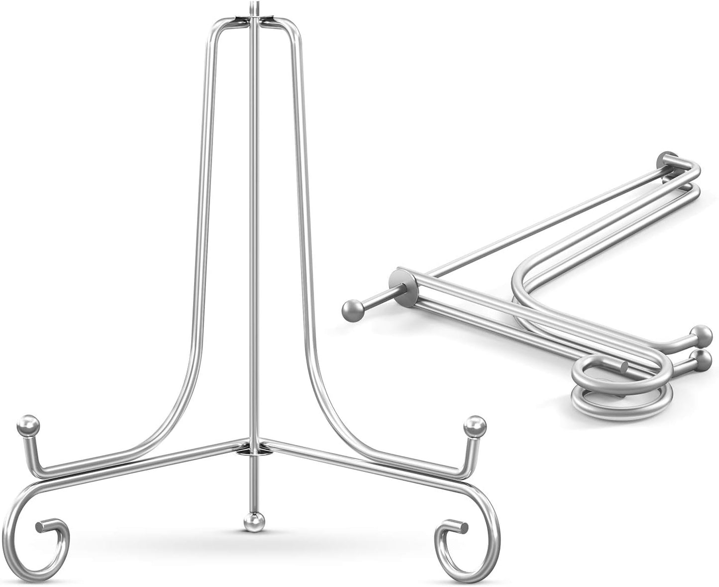 TR-LIFE Plate Stands for Display - 4 Inch Plate Holder Display Stand + Metal Easel Stand for Picture Frame, Decorative Plates, Photo, Book, Collectibles (2 Pack)