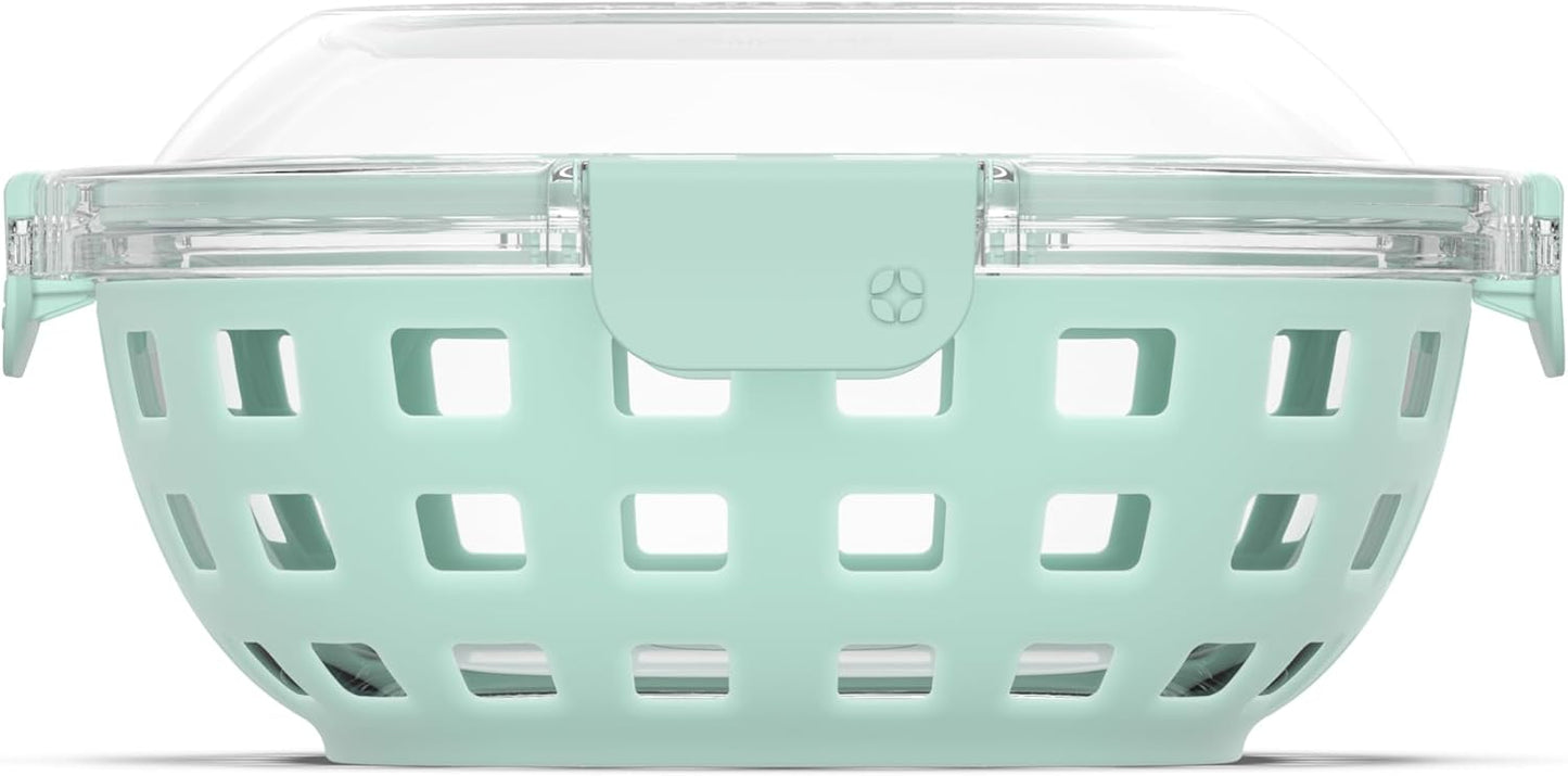 Ello Duraglass Meal Prep Lunch Bowl Container, 5 cup- Glass Food Storage Container with Silicone Sleeve and Airtight BPA-Free Plastic Lid, Dishwasher, Microwave, and Freezer Safe
