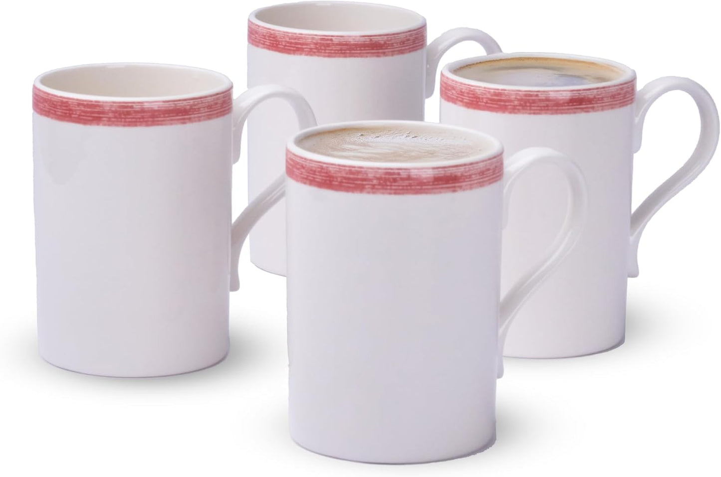 Portmeirion Potter's 9oz Brushstroke Breakfast Mug (Set of 4) - Elegant Earthenware Tea Mugs with Handle, Microwave, Dishwasher & Freezer Safe - Ideal Gift for Coffee Lovers (Brushstroke Red)